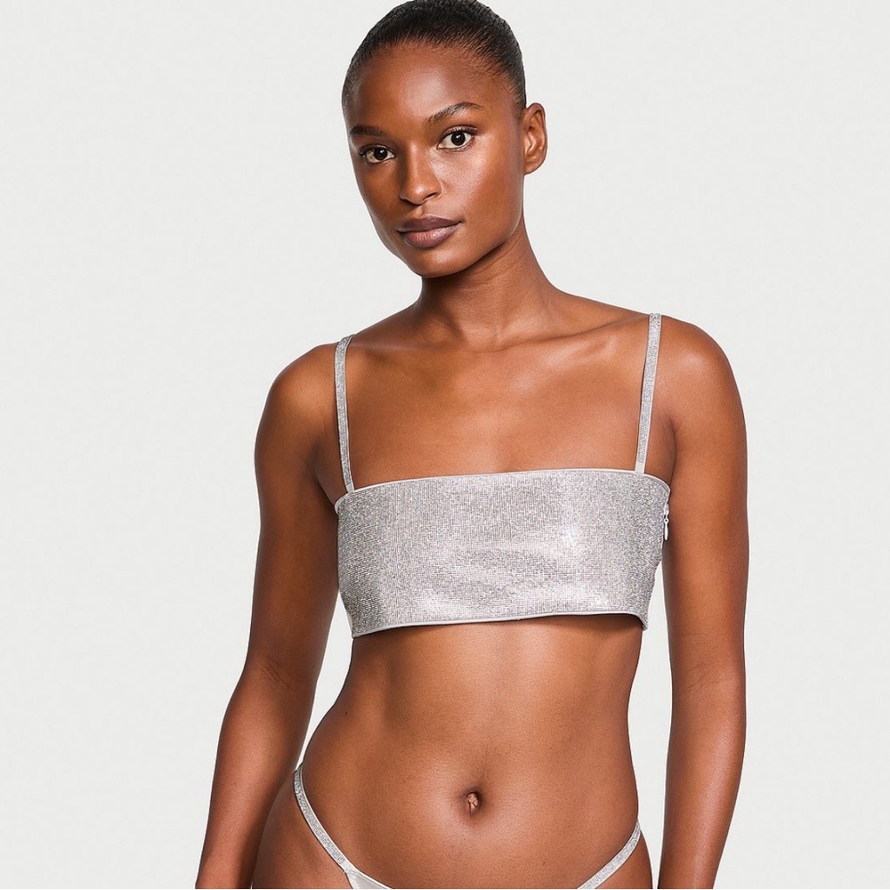 Victoria’s Secret silver Very Sexy shine bandeau  bralette top size XS NEW! 🩶🩶🩶